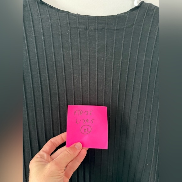 VTG FOCUS Button Down Tank Top Retro Funky Ribbed Cardigan Tank Black Size L XL - Picture 8 of 8